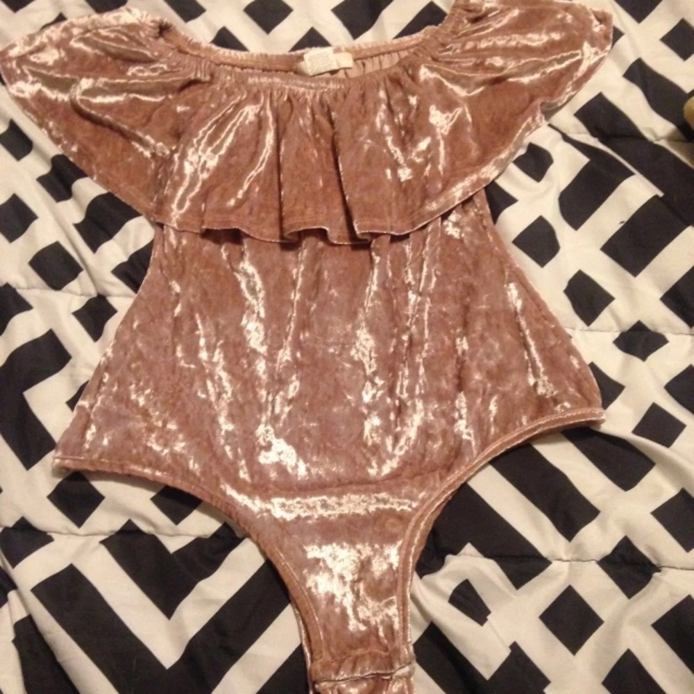 Velvet off the shoulder bodysuit